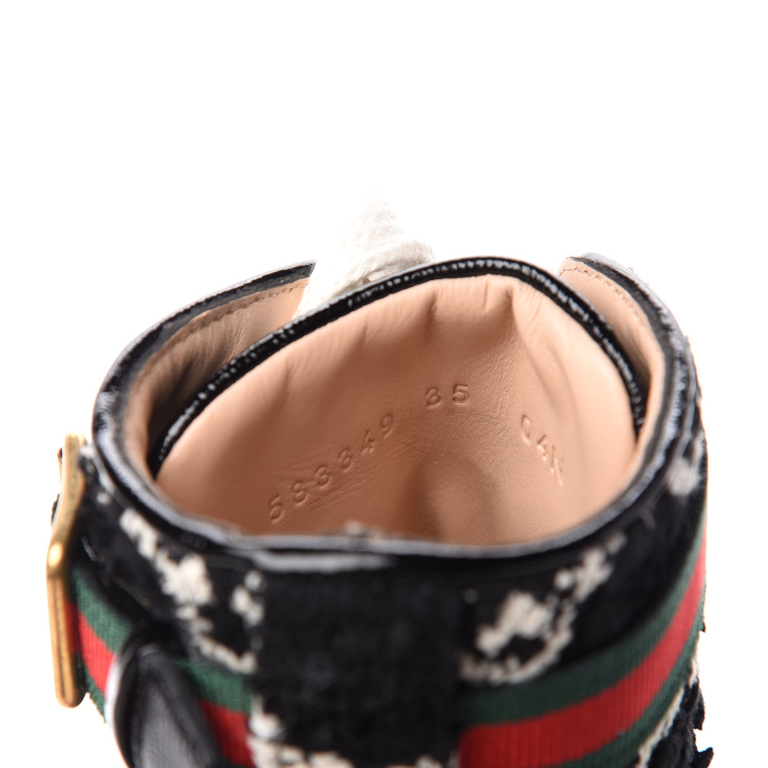 Gucci Tweed GG Monogram Lace Up Combat Ankle Boots 35 Black 10 of 11