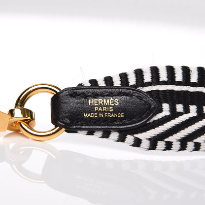 Hermes Toile Swift 25mm Sangle Cavale Shoulder Strap Black Ecru 4 of 5