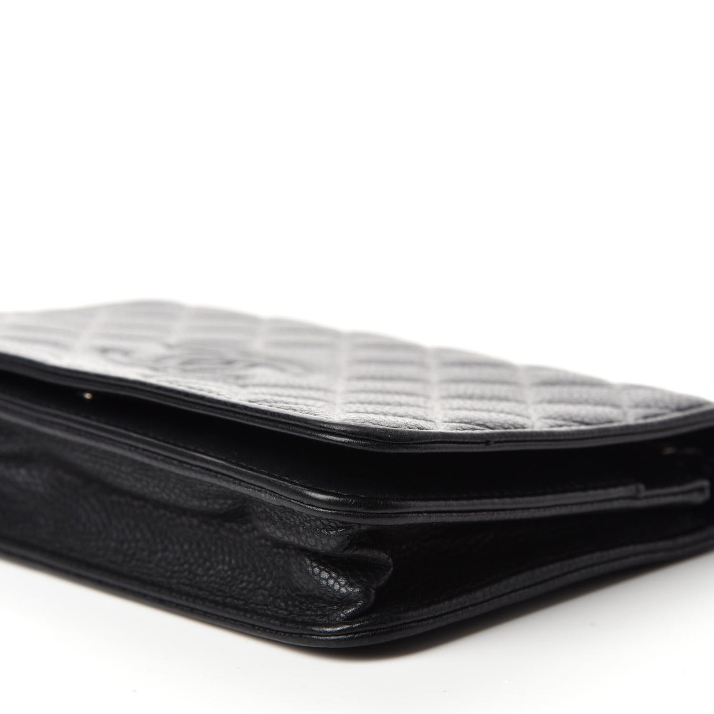 Caviar Quilted Diamond CC Wallet On Chain WOC Black