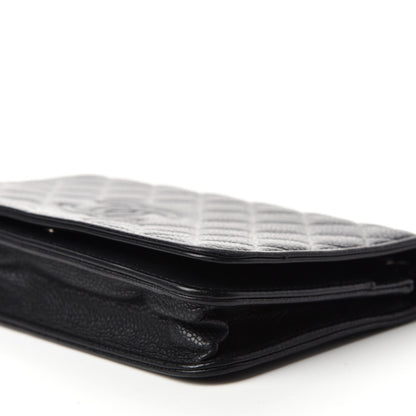 Chanel Caviar Quilted Diamond CC Wallet On Chain WOC Black 7 of 13