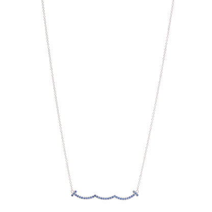 Tiffany 18K White Gold Blue Sapphire Wave Pendant Necklace 1 of 5