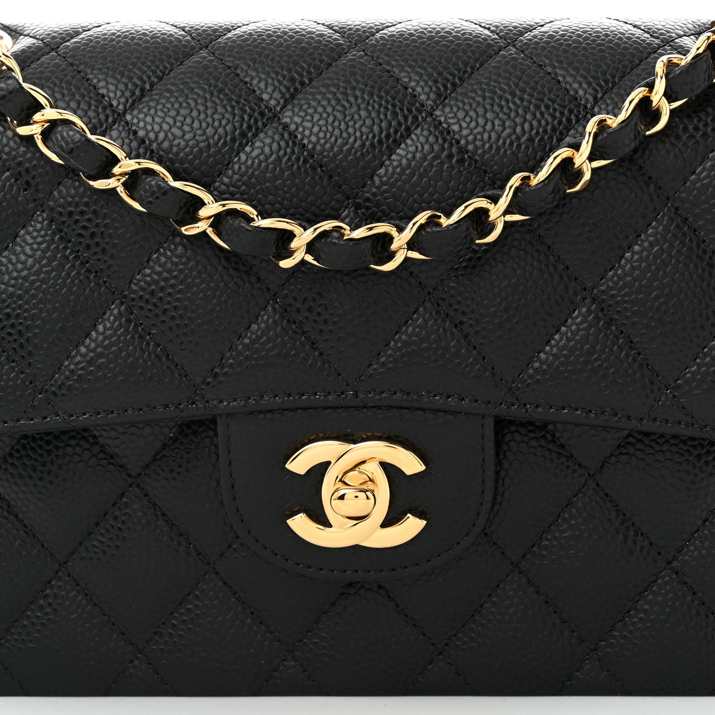 Caviar Quilted Small Double Flap Black