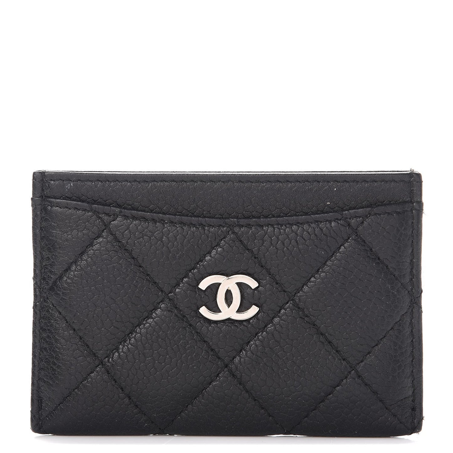 Caviar Quilted Card Holder Black