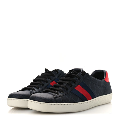 Gucci GG Supreme Monogram Ayers Web Mens New Ace Sneakers 9 Black 4 of 12