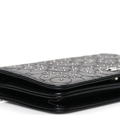 Chanel Lambskin Camellia Studded Wallet on Chain WOC Black 10 of 11