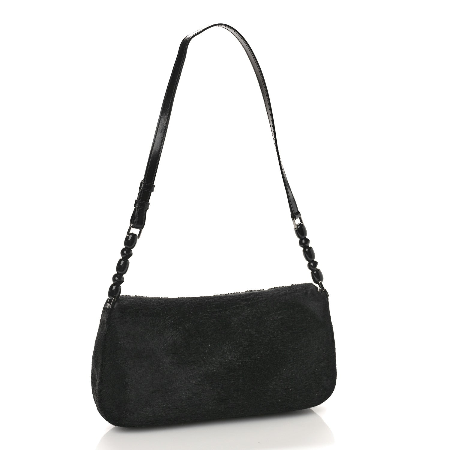 Christian Dior Embellished Pony Hair Maris Pearl Shoulder Bag Black Silver 3 of 8