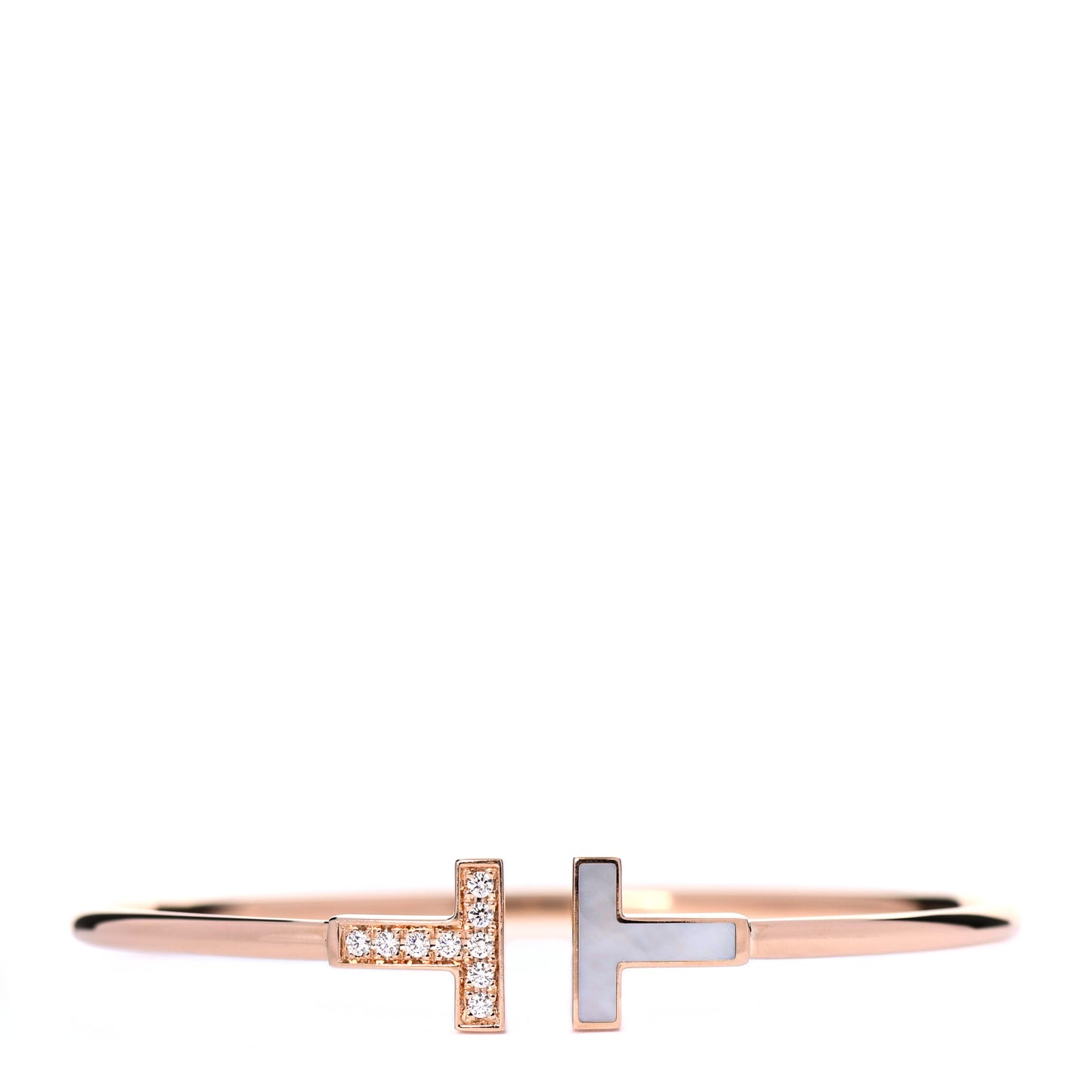 18K Rose Gold Diamond Mother of Pearl T Wire Bracelet