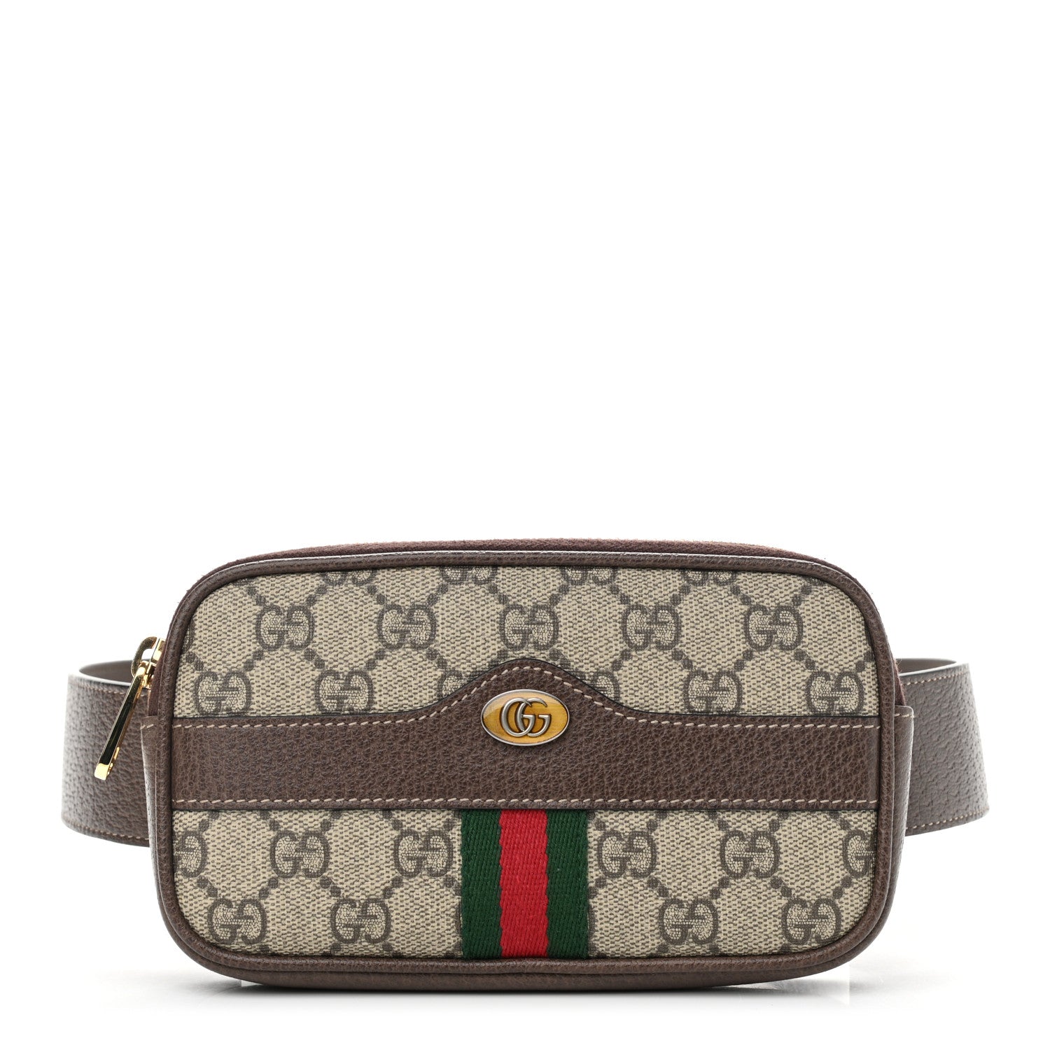 Gucci GG Supreme Monogram Web Ophidia Belted iPhone Case 85 34 Dark Brown 1 of 11