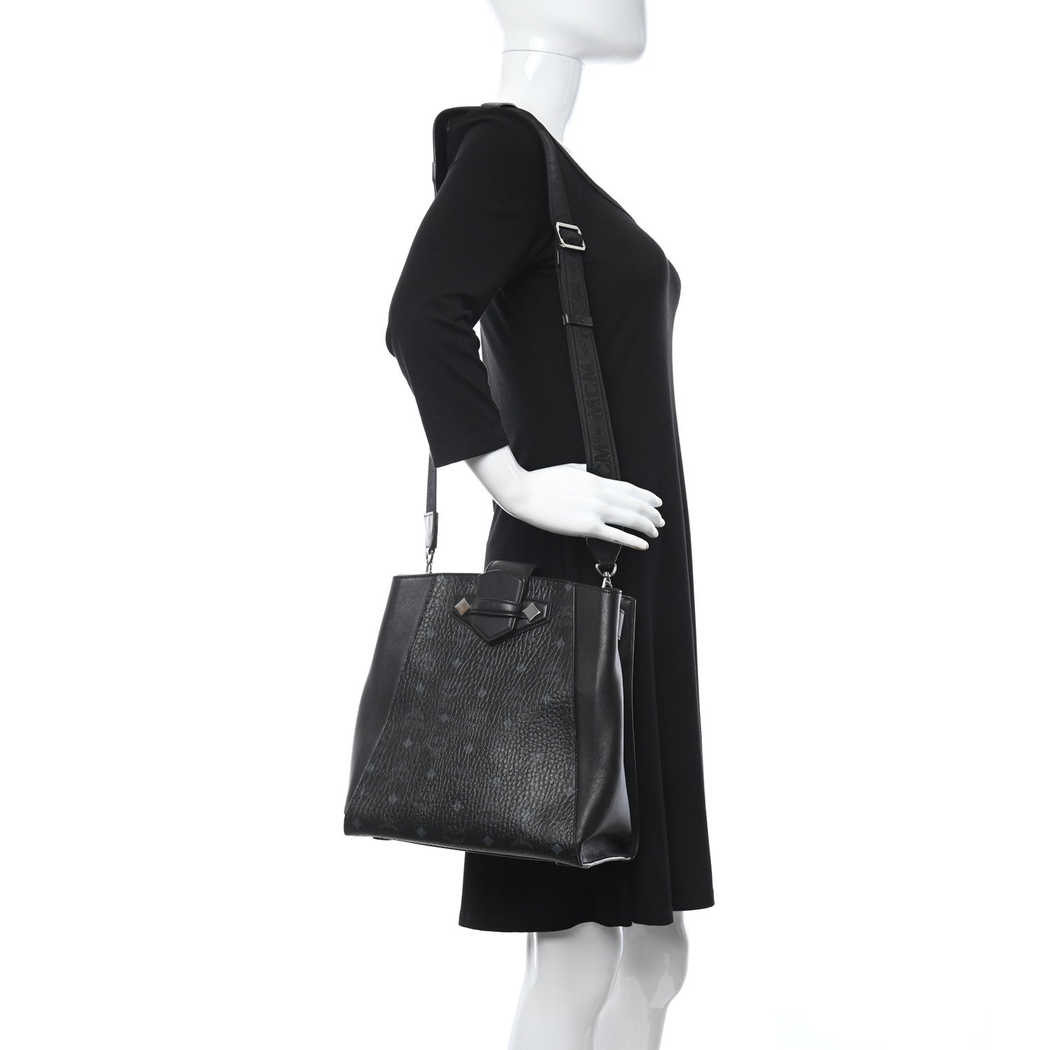 MCM Visetos Calfskin Essential Bucket Bag Black 2 of 10