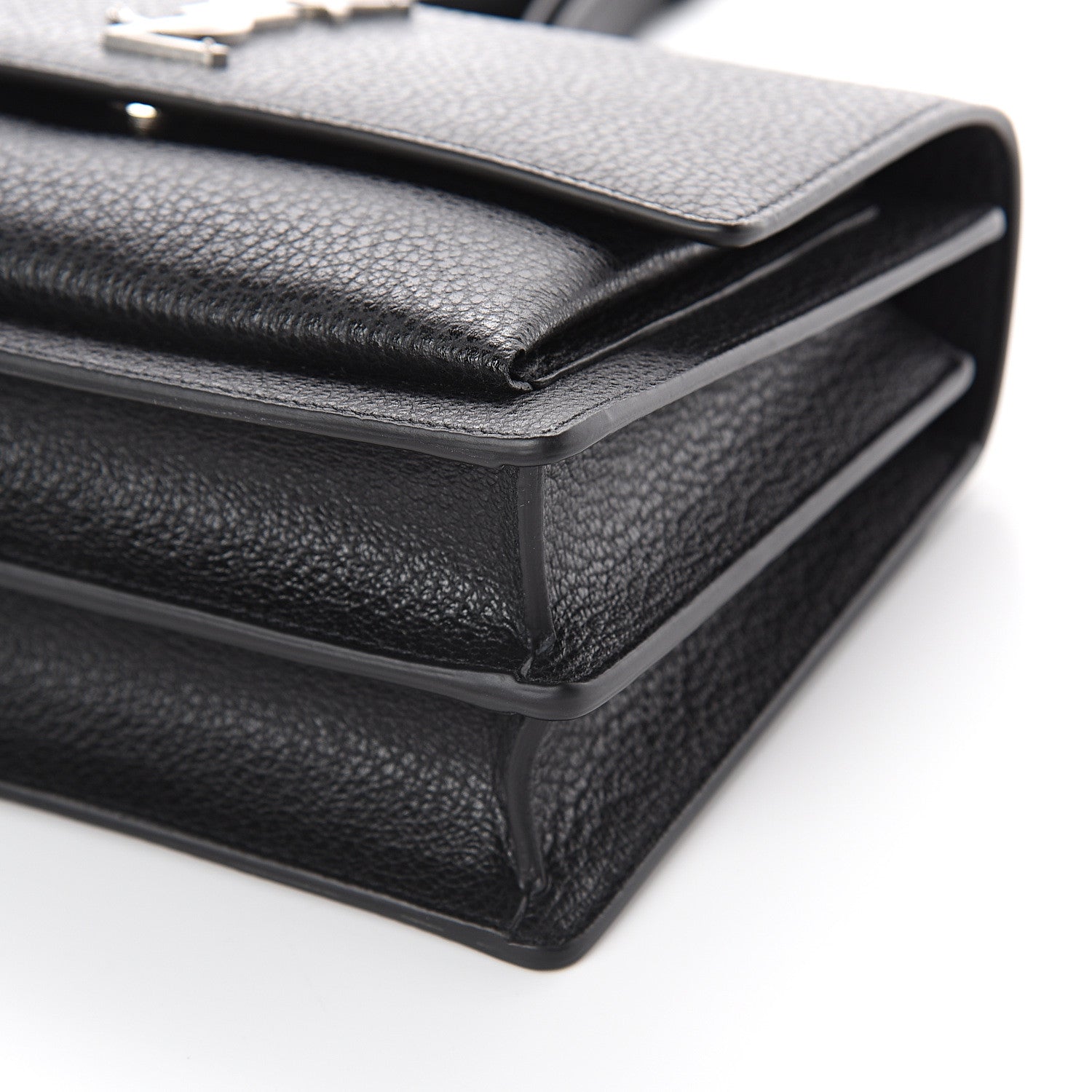Saint Laurent Grained Calfskin Medium Monogram Sunset Satchel Black 8 of 8