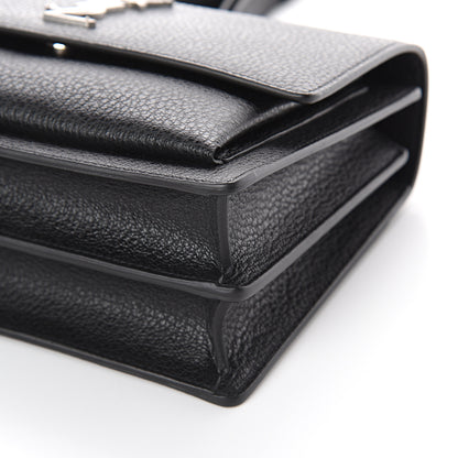 Saint Laurent Grained Calfskin Medium Monogram Sunset Satchel Black 8 of 8