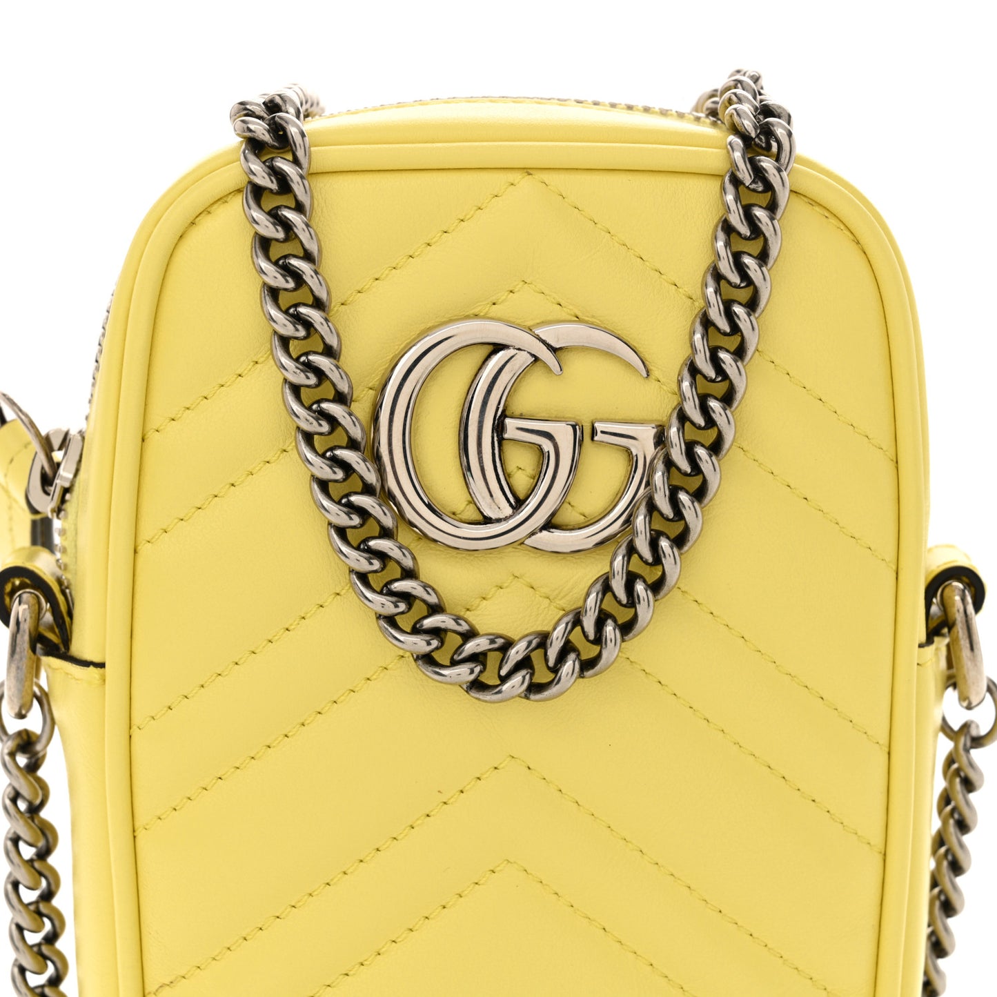 Calfskin Matelasse Mini GG Marmont Crossbody Bag Banana