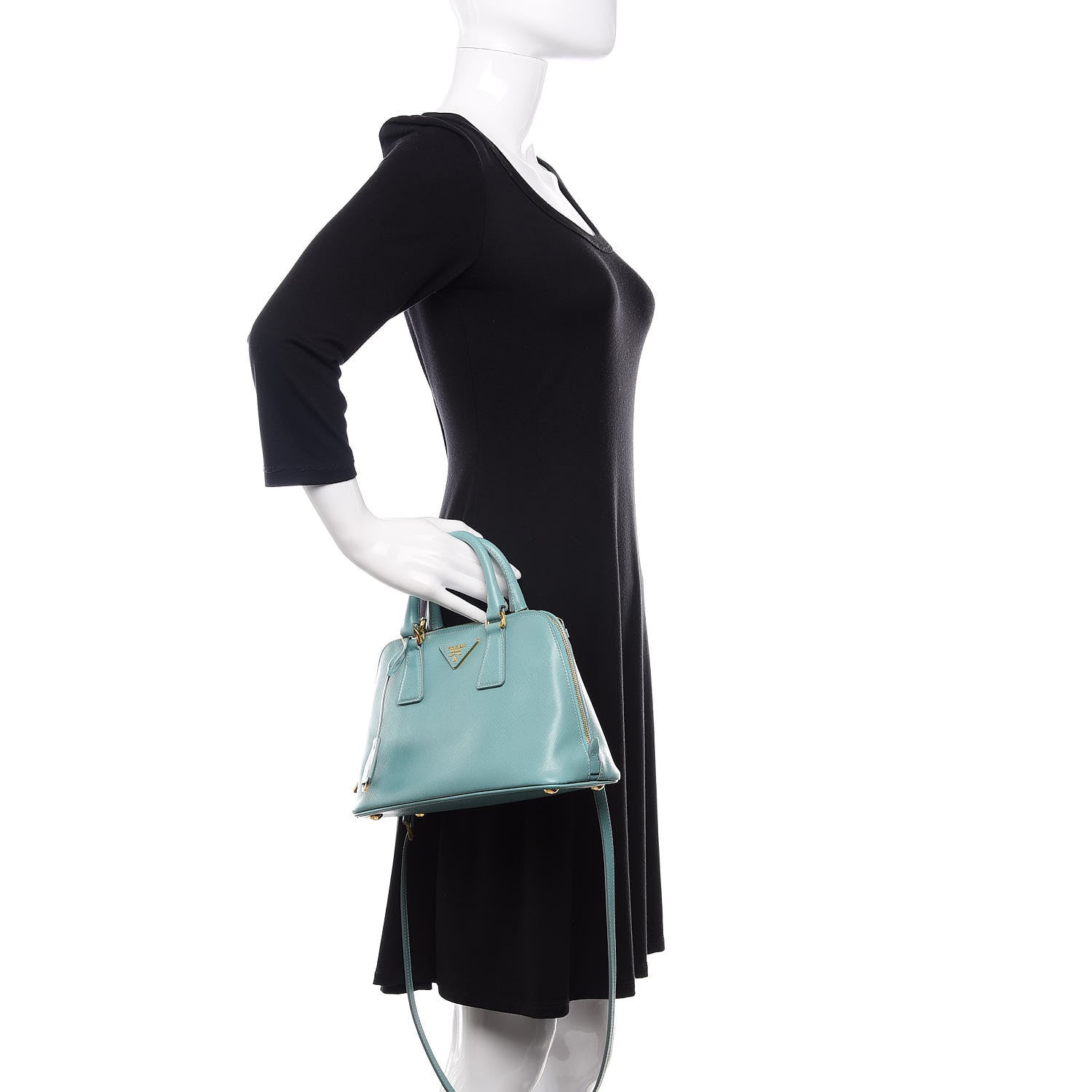 Prada Saffiano Mini Galleria Double Zip Tote Turchese 3 of 12