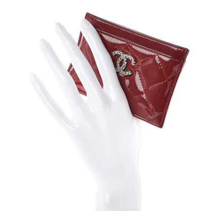 Chanel Patent Quilted Brilliant Card Holder Red 2 of 13