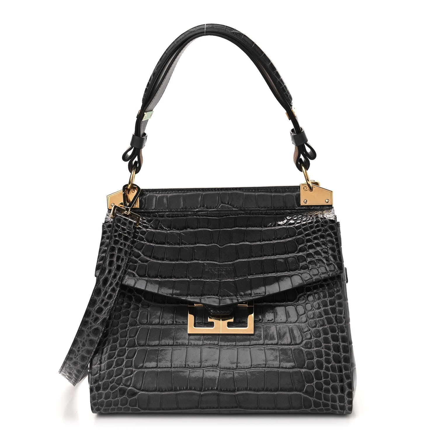 Givenchy Calfskin Crocodile Embossed Small Mystic Shoulder Bag Storm Grey 1 of 13