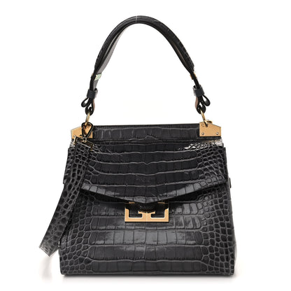 Givenchy Calfskin Crocodile Embossed Small Mystic Shoulder Bag Storm Grey 1 of 13