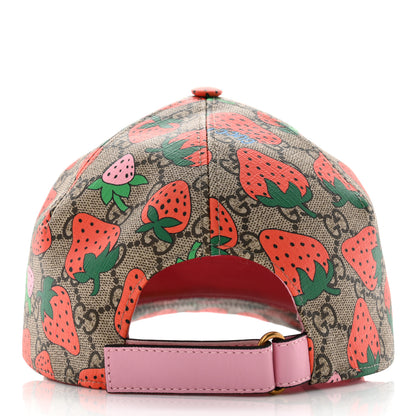 Gucci GG Supreme Monogram Strawberry Baseball Hat M Beige 16 of 20