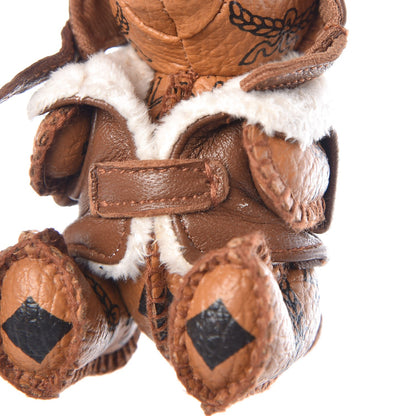 MCM Visetos Aviator Bear Key Ring Bag Charm Beige 6 of 6