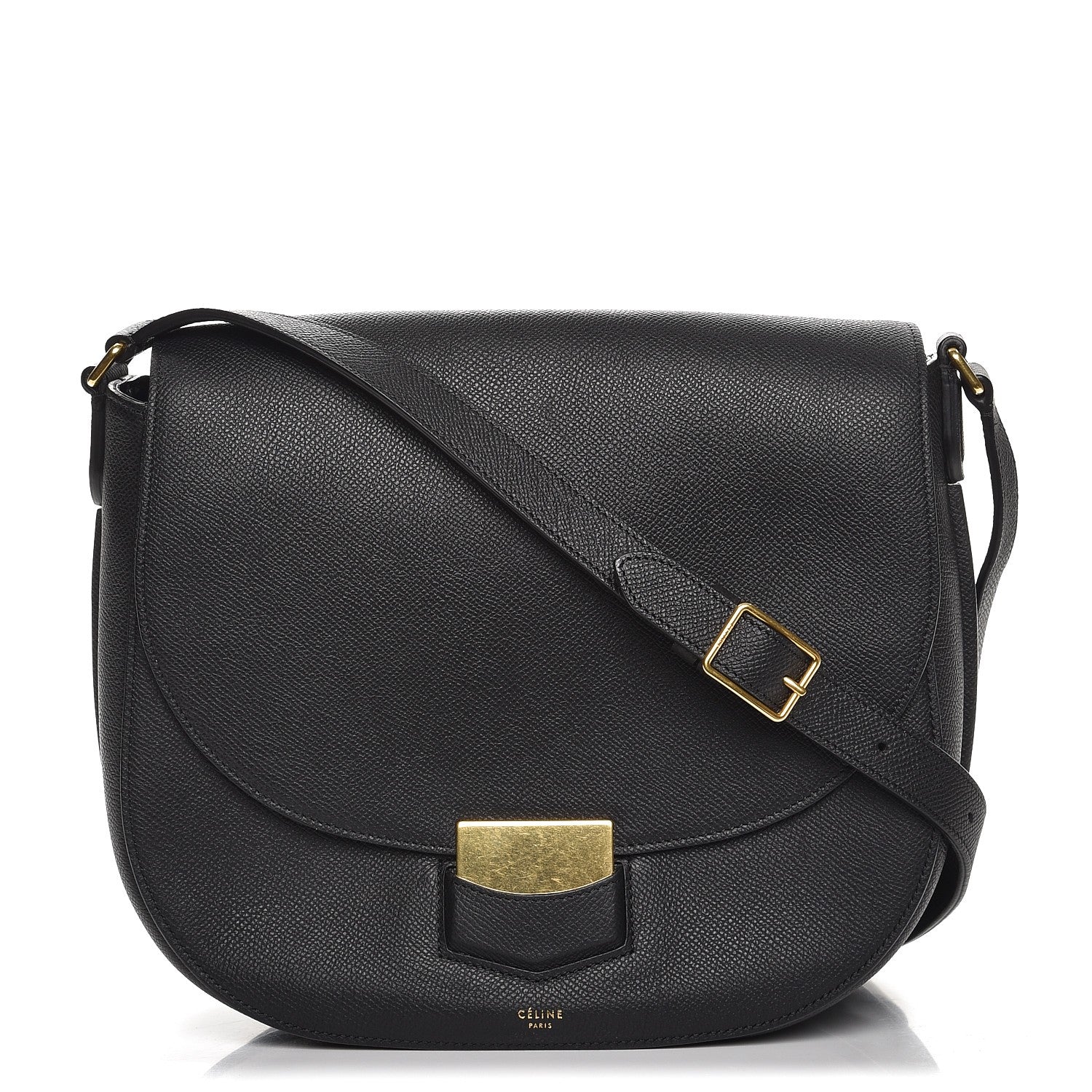 Celine Grained Calfskin Medium Trotteur Black 1 of 6