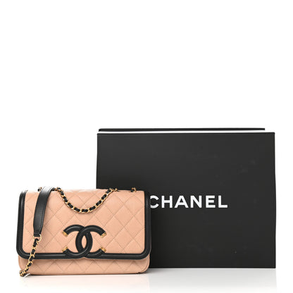 Chanel Caviar Quilted Small CC Filigree Flap Beige Black 5 of 11