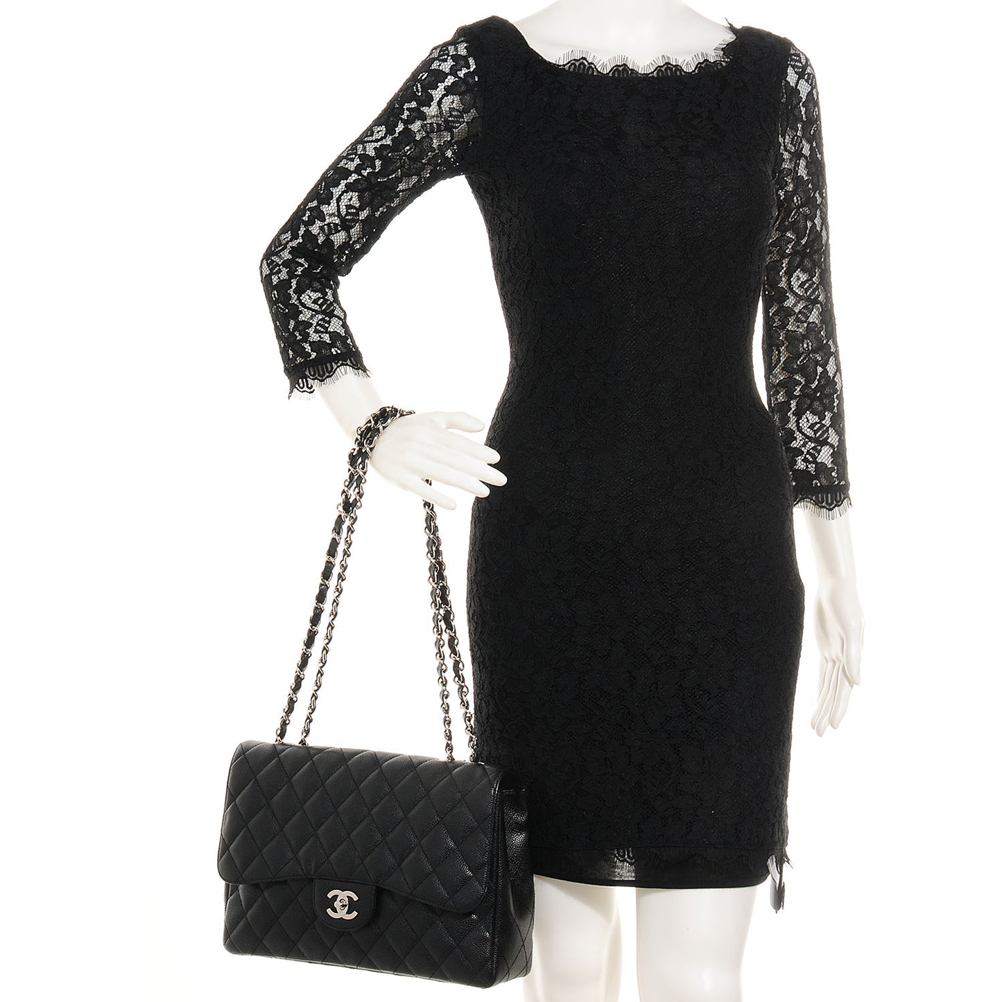 Caviar Jumbo Single Flap Black