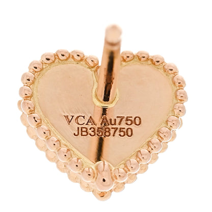 Van Cleef & Arpels 18K Rose Gold Carnelian Sweet Alhambra Heart Earrings 4 of 4