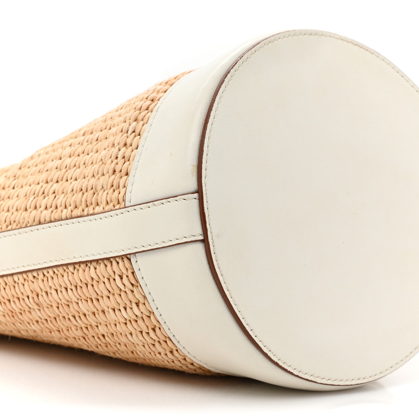 Paglia City Calfskin Bucket Bag Naturale White