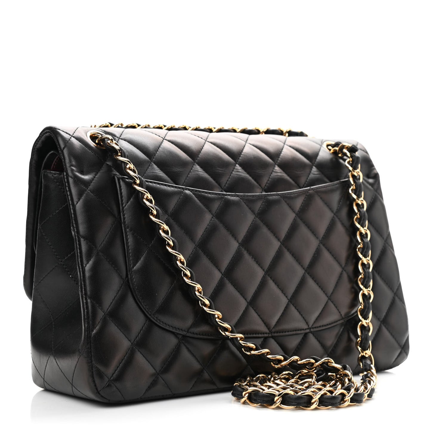 Lambskin Quilted Jumbo Double Flap Black