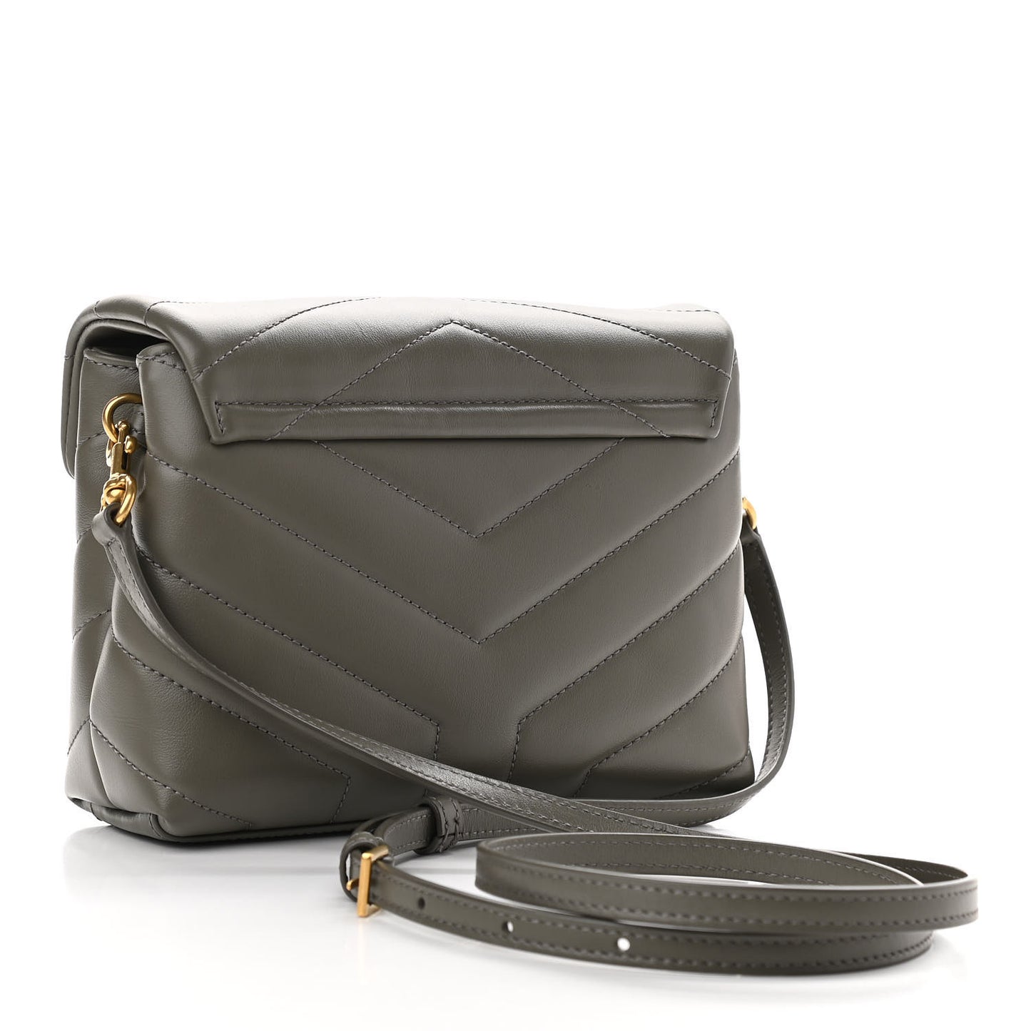 Calfskin Y Quilted Monogram Toy Loulou Crossbody Bag Grey Kaki