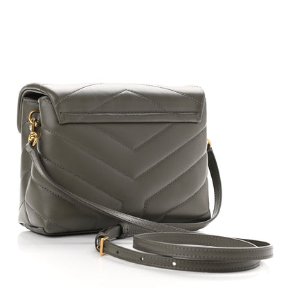 Saint Laurent Calfskin Y Quilted Monogram Toy Loulou Crossbody Bag Grey Kaki 3 of 11
