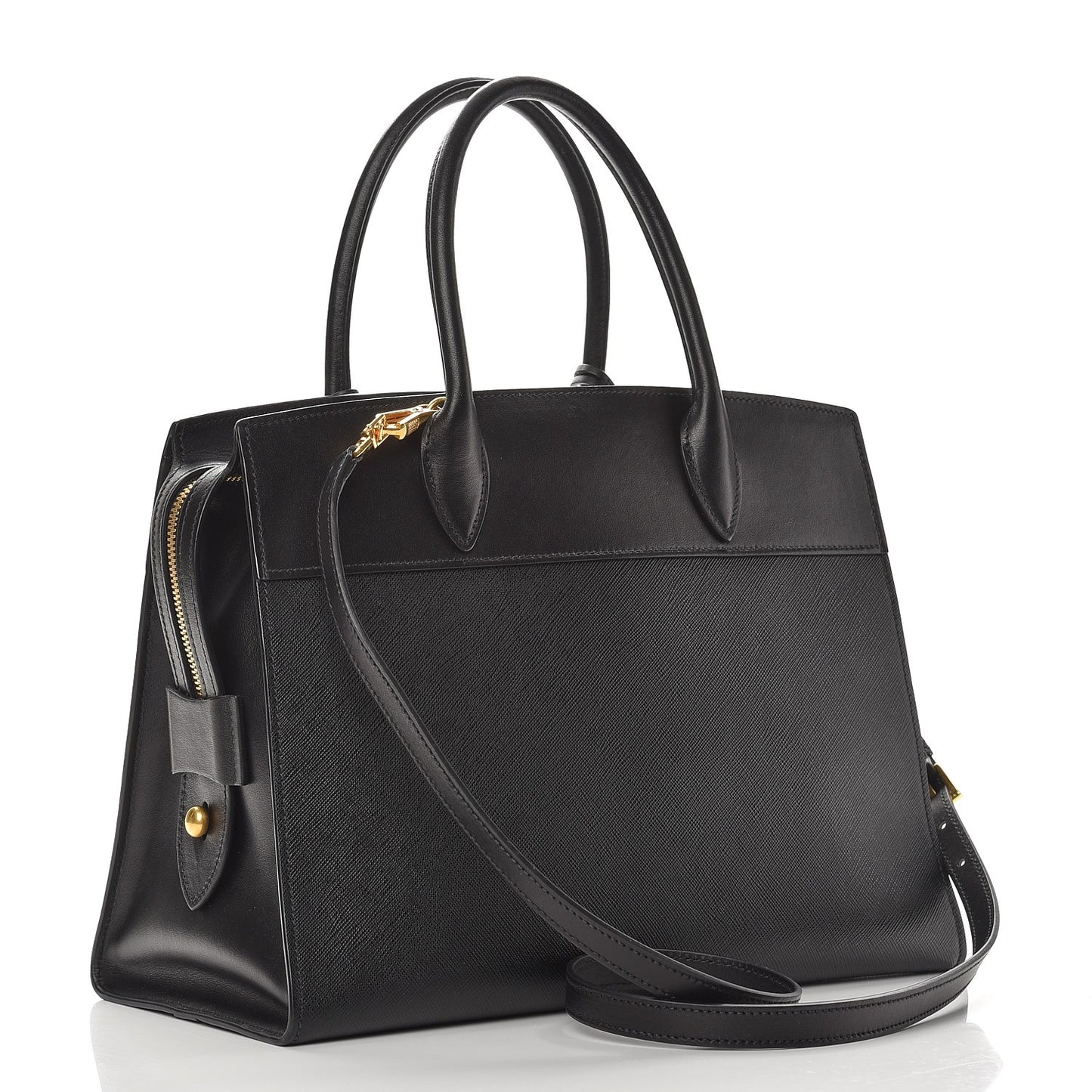 Saffiano City Calfskin Medium Esplanade Tote Black