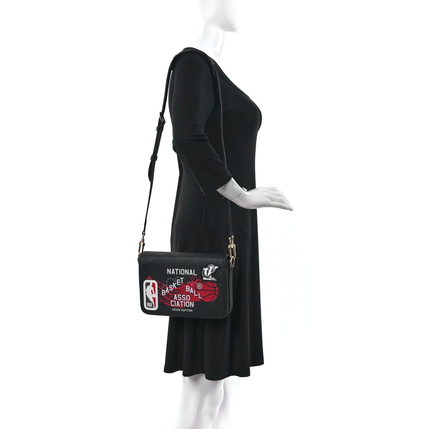 x NBA Grained Calfskin Monogram Studio Messenger Black