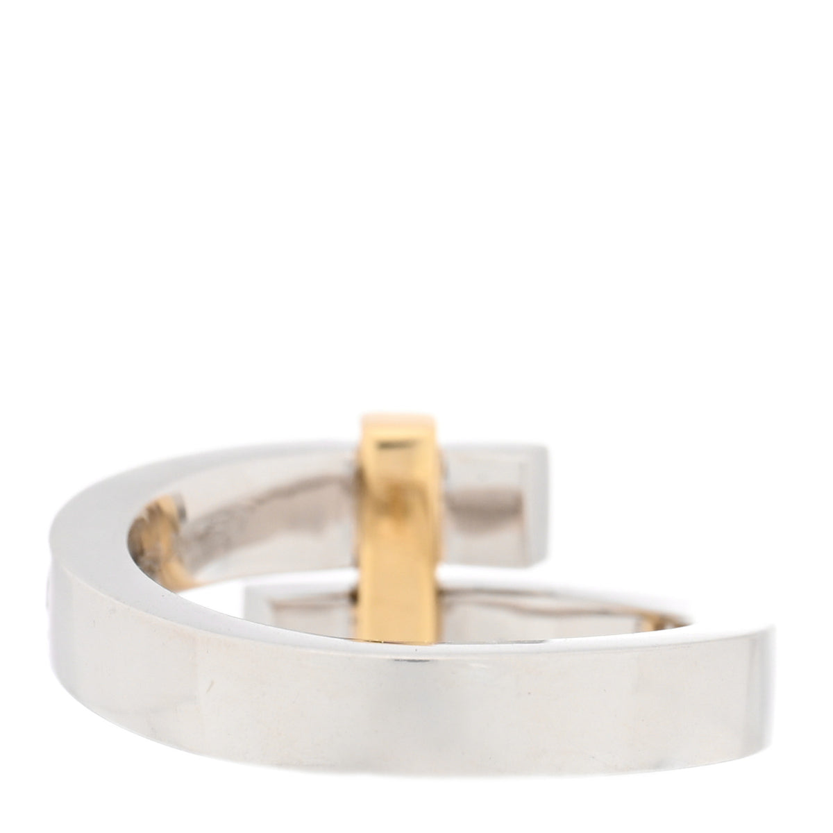 Tiffany 18K Yellow Gold Platinum Diamond Edge Bypass Ring 50 5.5 3 of 5