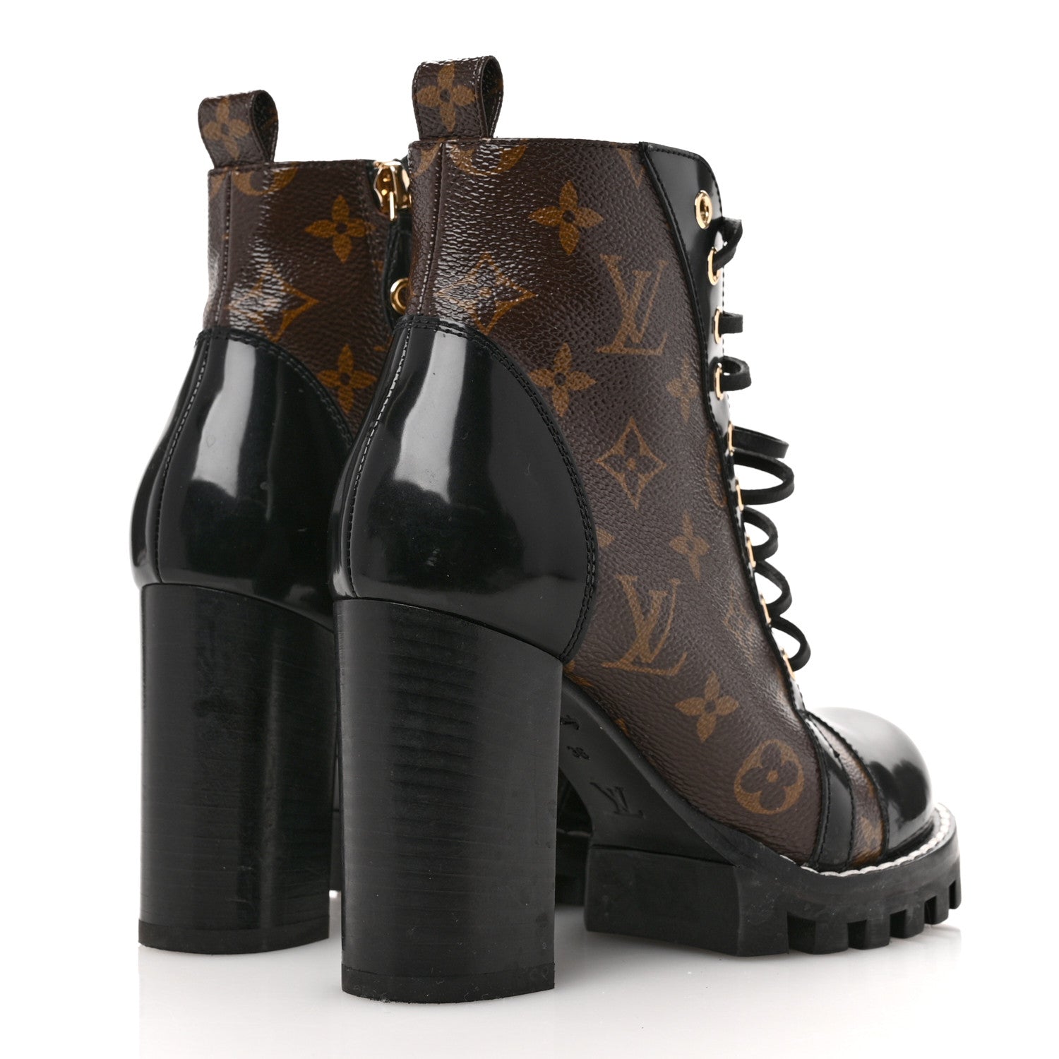 Louis Vuitton Patent Calfskin Monogram Star Trail Ankle Boots 36 Black 5 of 12