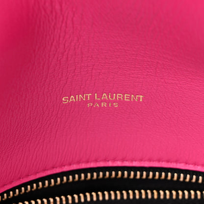 Saint Laurent Boucle Tweed Quilted Toy Loulou Puffer Monogram Chain Satchel Magenta 7 of 13