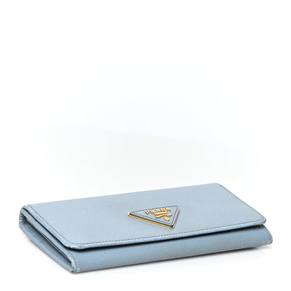 Prada Saffiano Triangle Continental Flap Wallet Astrale 4 of 13