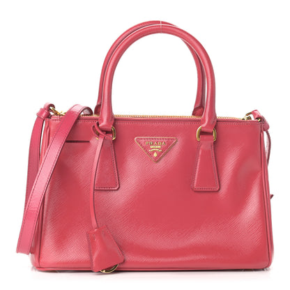 Prada Saffiano Vernice Mini Galleria Double Zip Tote Peonia 1 of 10