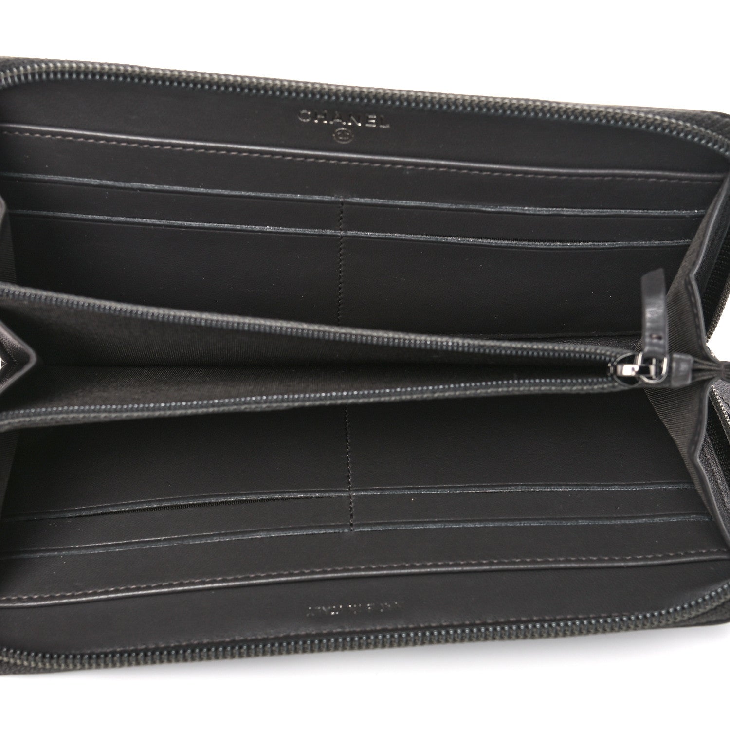 Chanel Caviar Quilted Large Boy Zip Around Wallet Grey 5 of 11