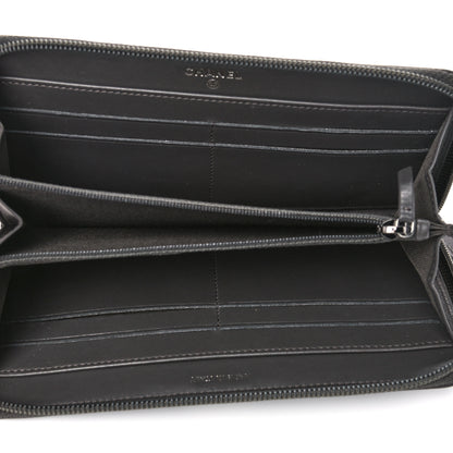 Chanel Caviar Quilted Large Boy Zip Around Wallet Grey 5 of 11