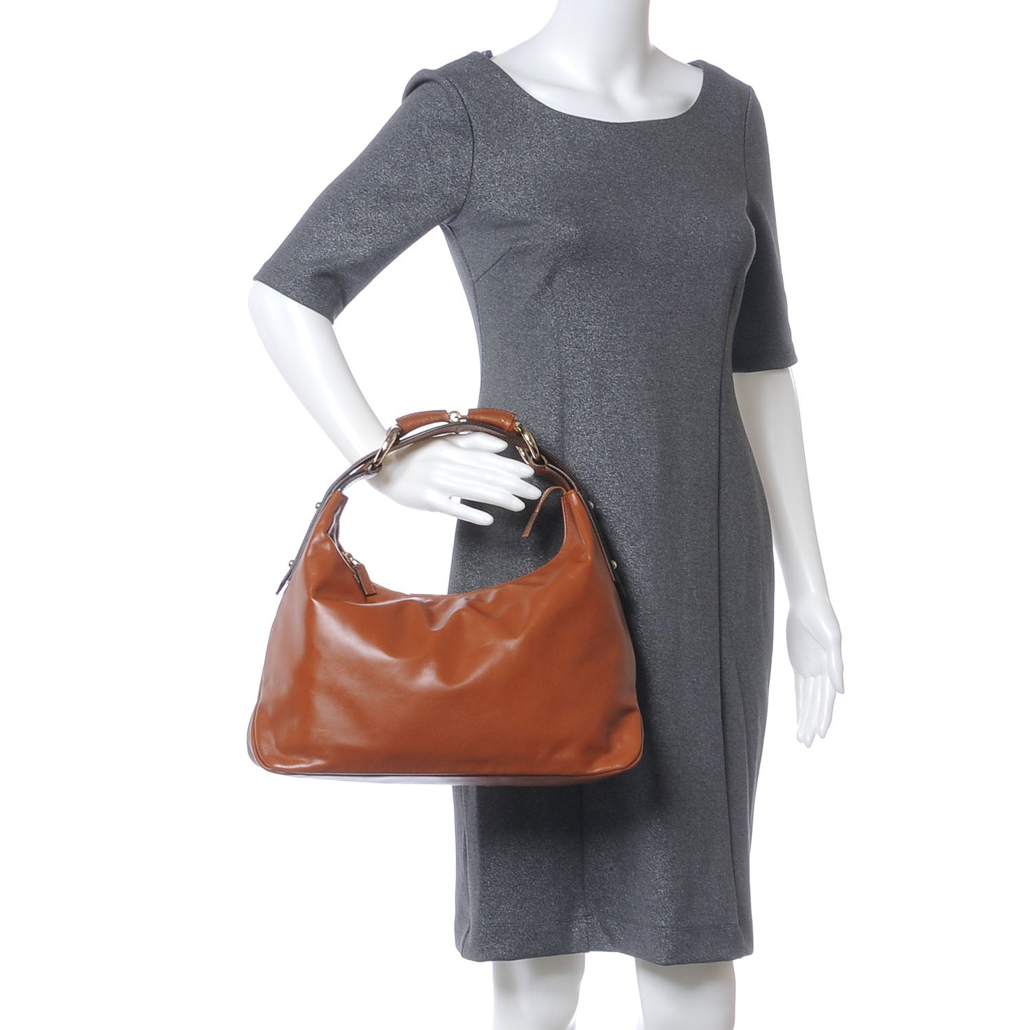 Gucci Leather Medium Horsebit Chain Hobo Tan 2 of 7