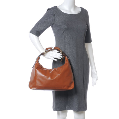 Gucci Leather Medium Horsebit Chain Hobo Tan 2 of 7