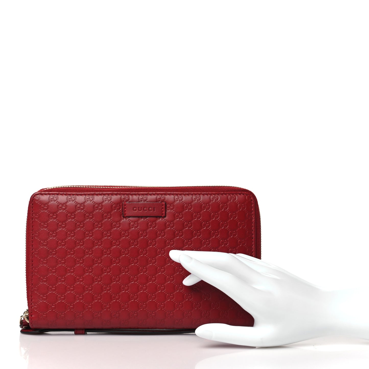 Microguccissima Zip Around Top Handle Travel Wallet Red