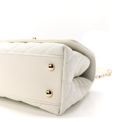 Chanel Caviar Quilted Mini Coco Handle Flap White 10 of 10