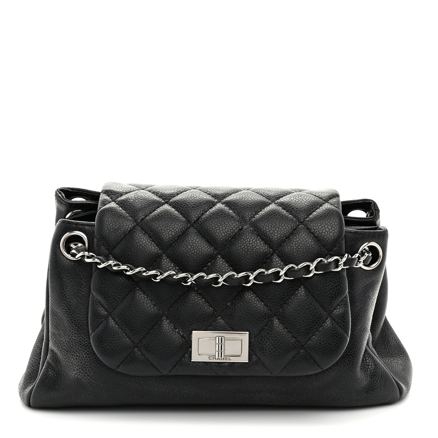 Caviar Quilted Accordion Mademoiselle Flap Black