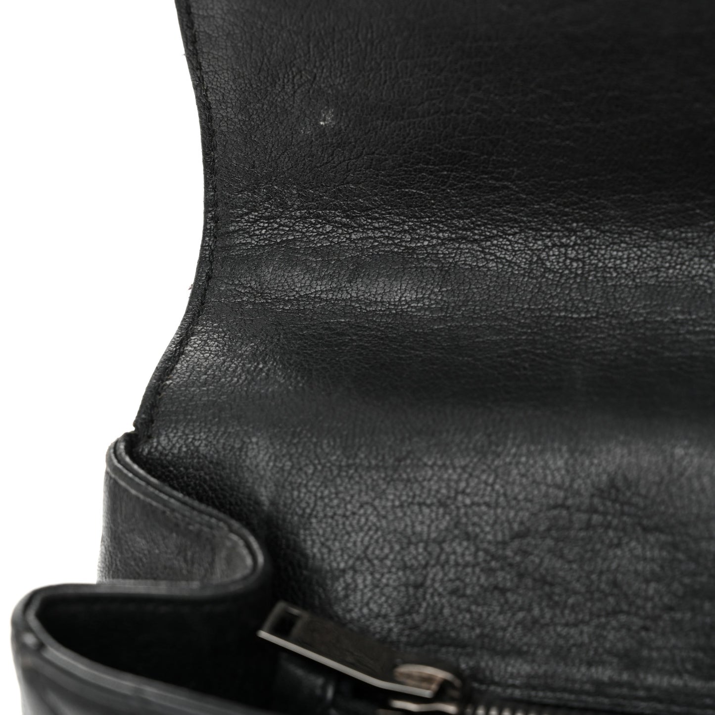 Sheepskin Matelasse Chevron Monogram Medium College Bag Black
