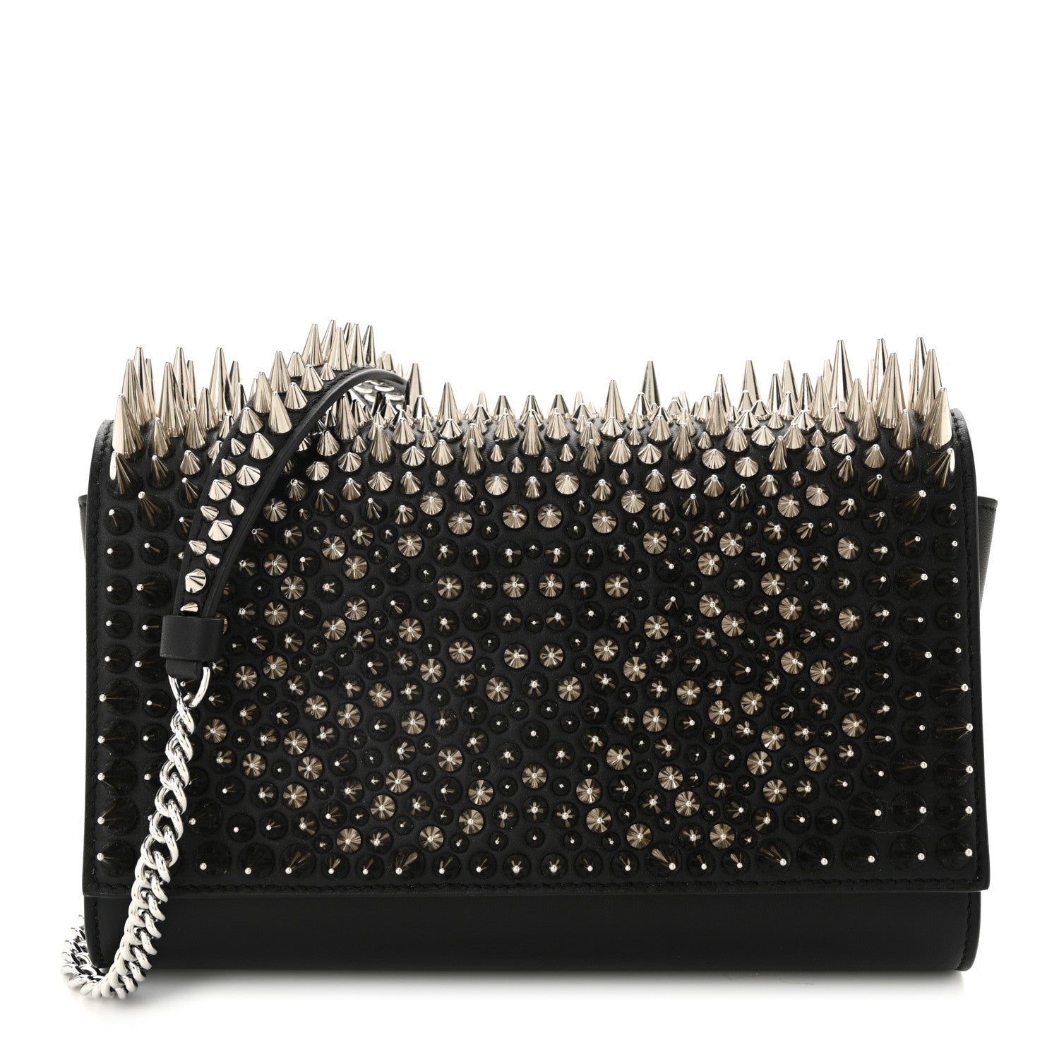 Christian Louboutin Calfskin Spikes Paloma Clutch Black 1 of 11