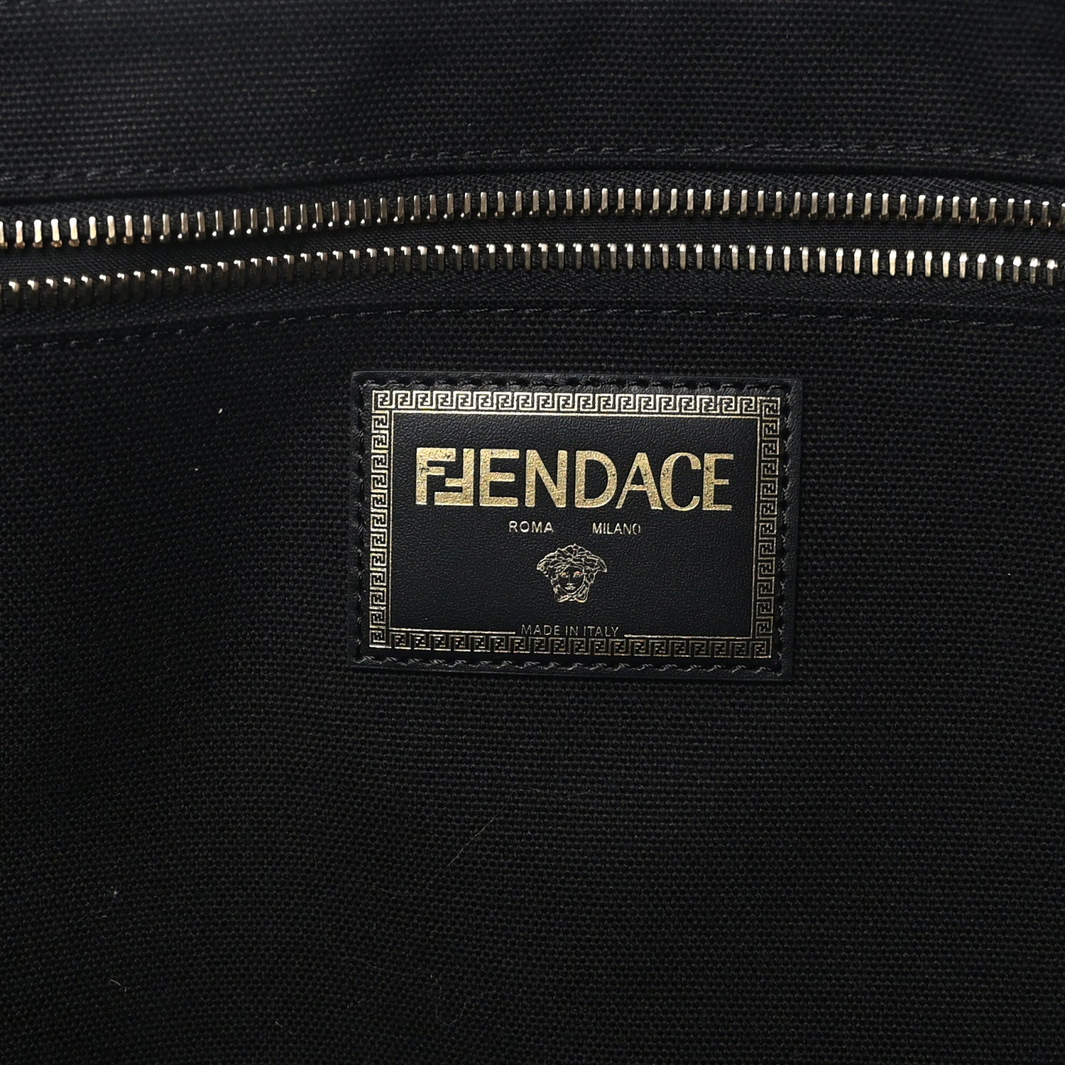 Fendi X VERSACE Canvas Fendace Logo Large Shopping Tote Black 6 of 8