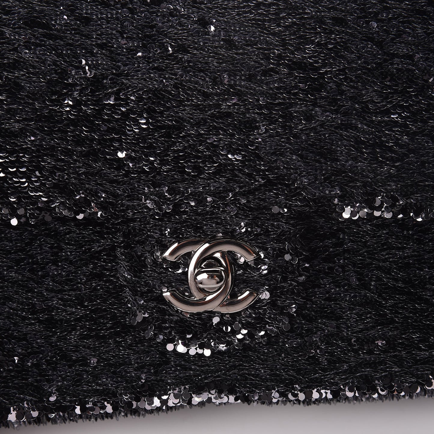 Sequin Single Flap Silver Black Silver