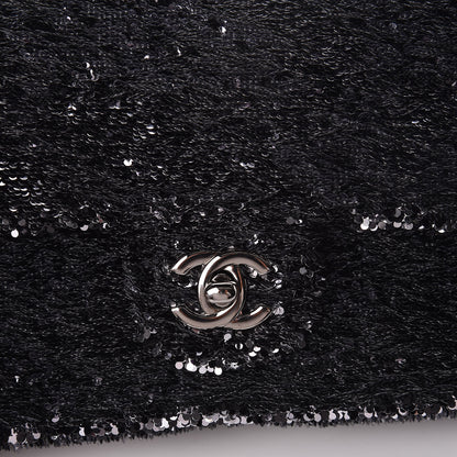Chanel Sequin Single Flap Silver Black Silver 10 of 11