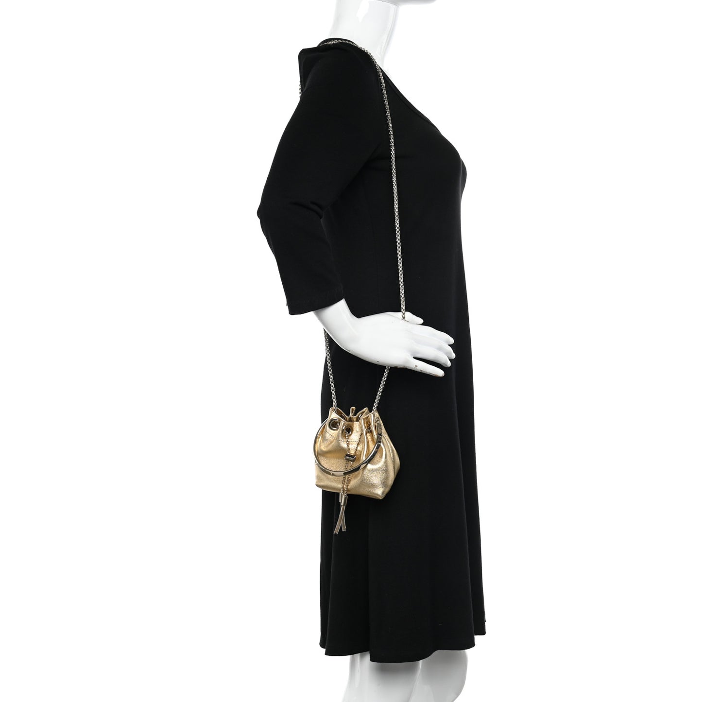 Metallic Lambskin Micro Bon Bon Bag Gold